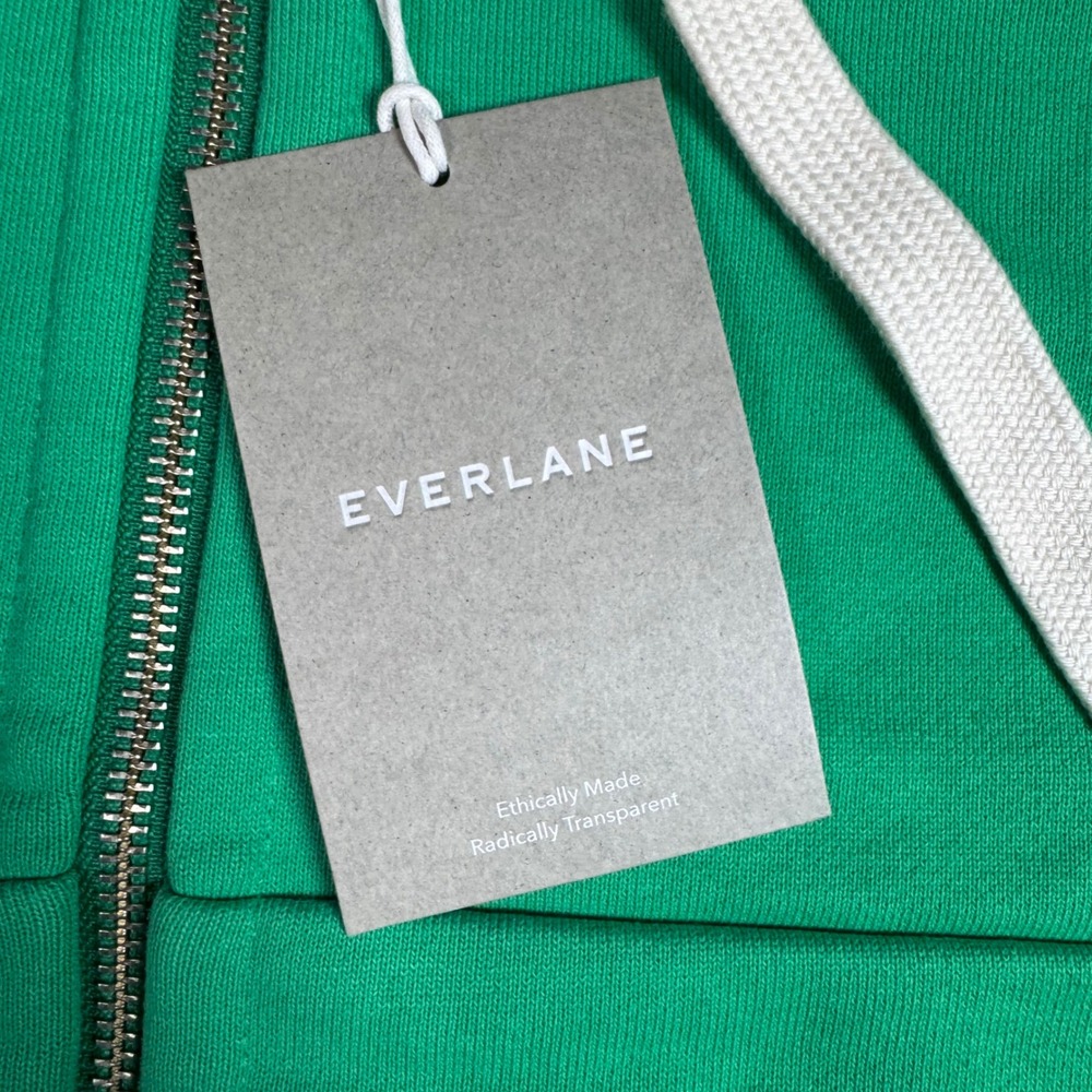 NWT Everlane Womens Organic Cotton Full-Zip Cropped Hoodie Green XXS - Picture 3 of 10